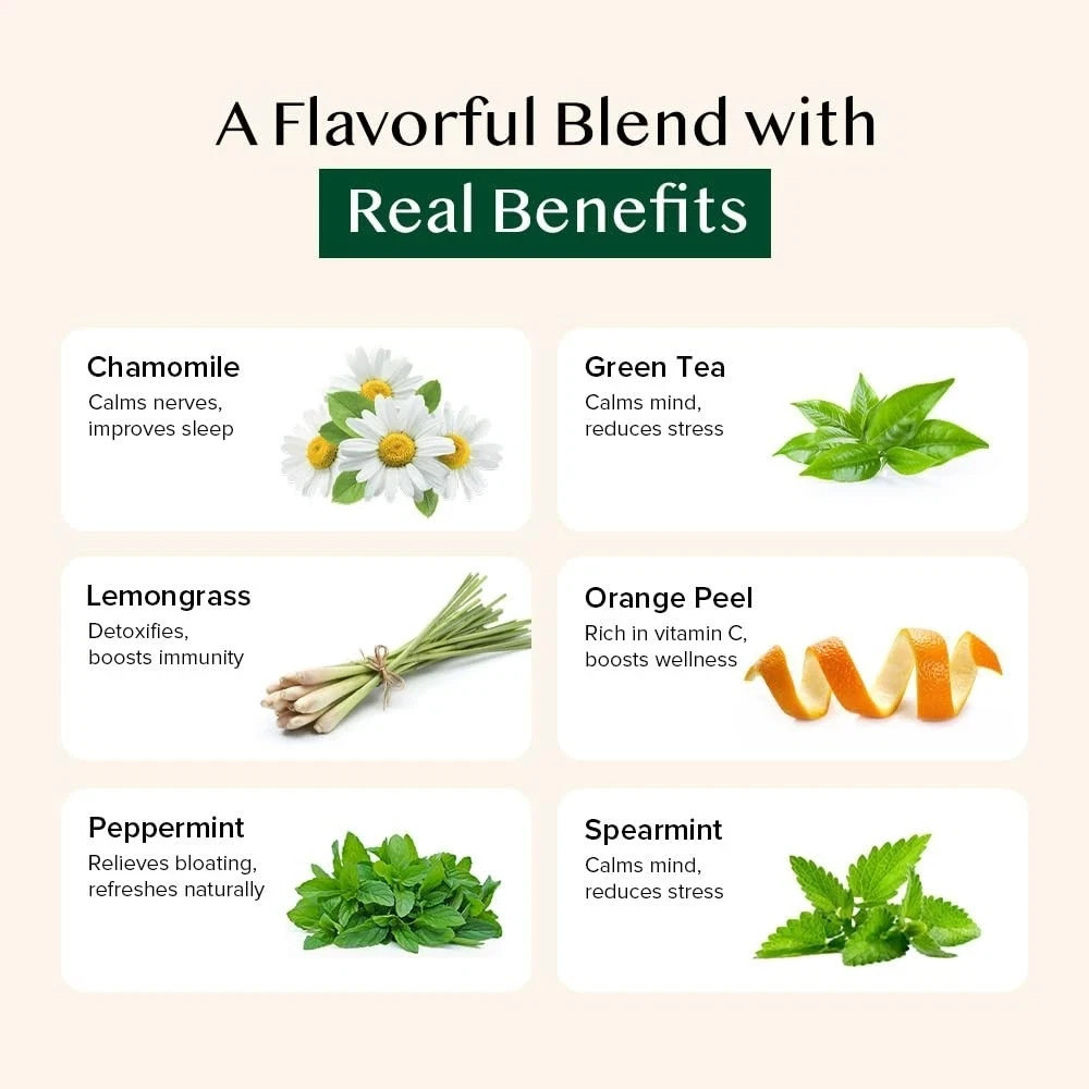 VAHDAM Chamomile Mint Citrus Green Tea | 15 Tea Bags free shipping world wide