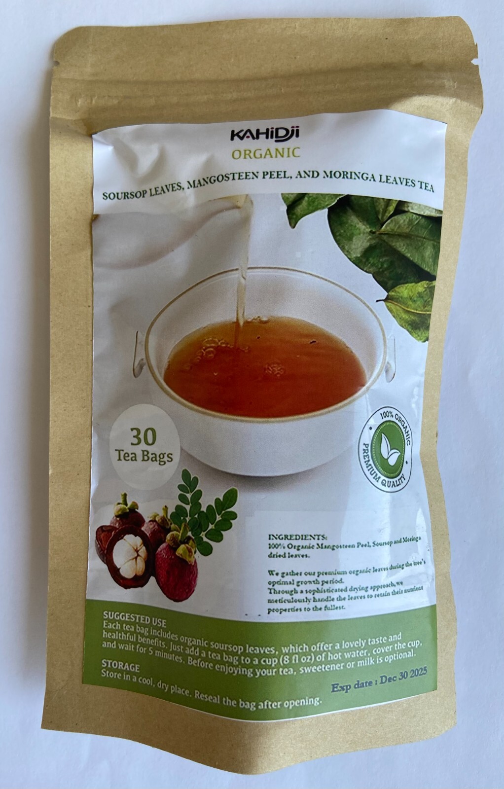 Organic Soursop Leaves , Moringa Leaves & Mangosteen Peel Tea 30 bags