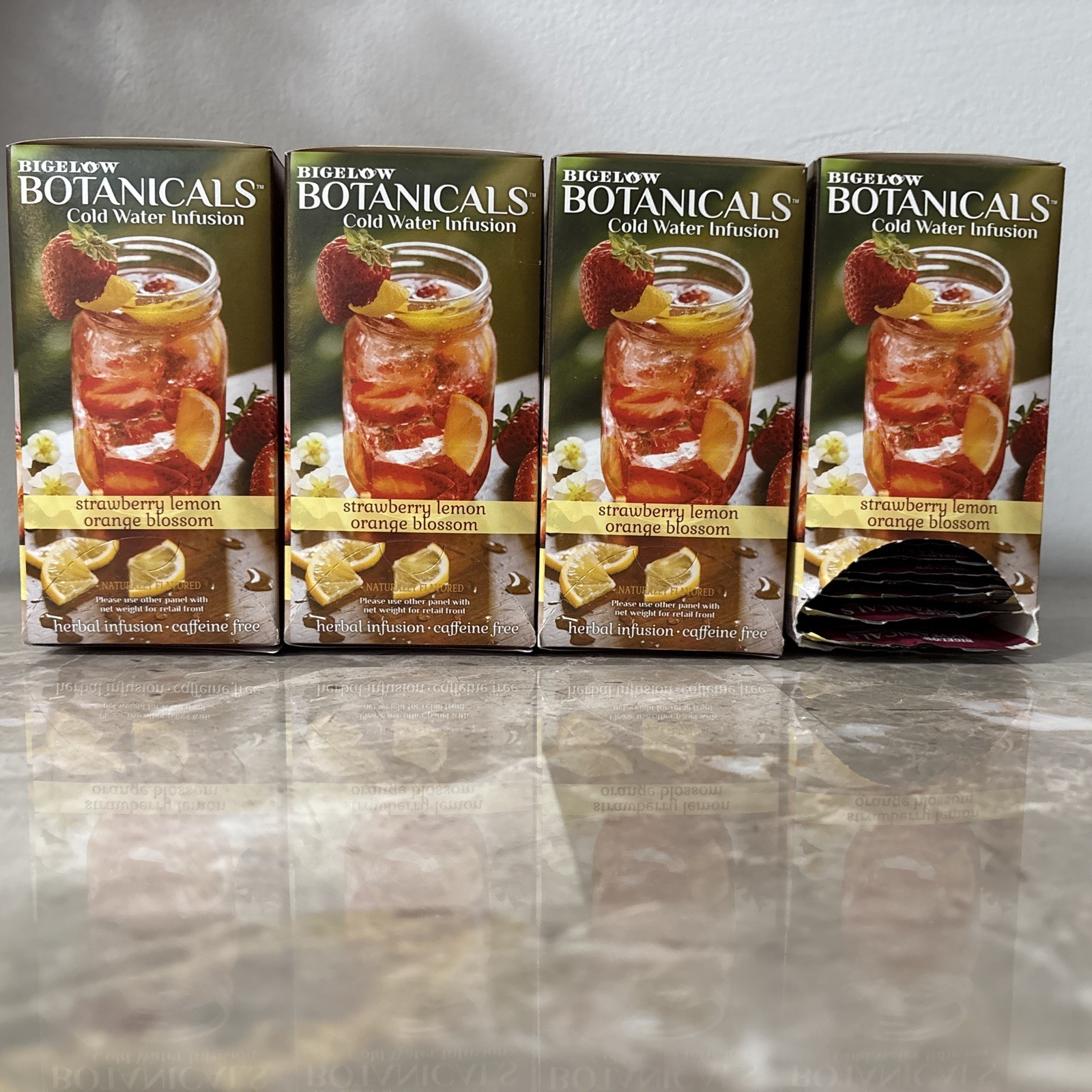 4 Boxes Bigelow Botanicals Cold Water Infusion Strawberry Lemon Orange Blossom