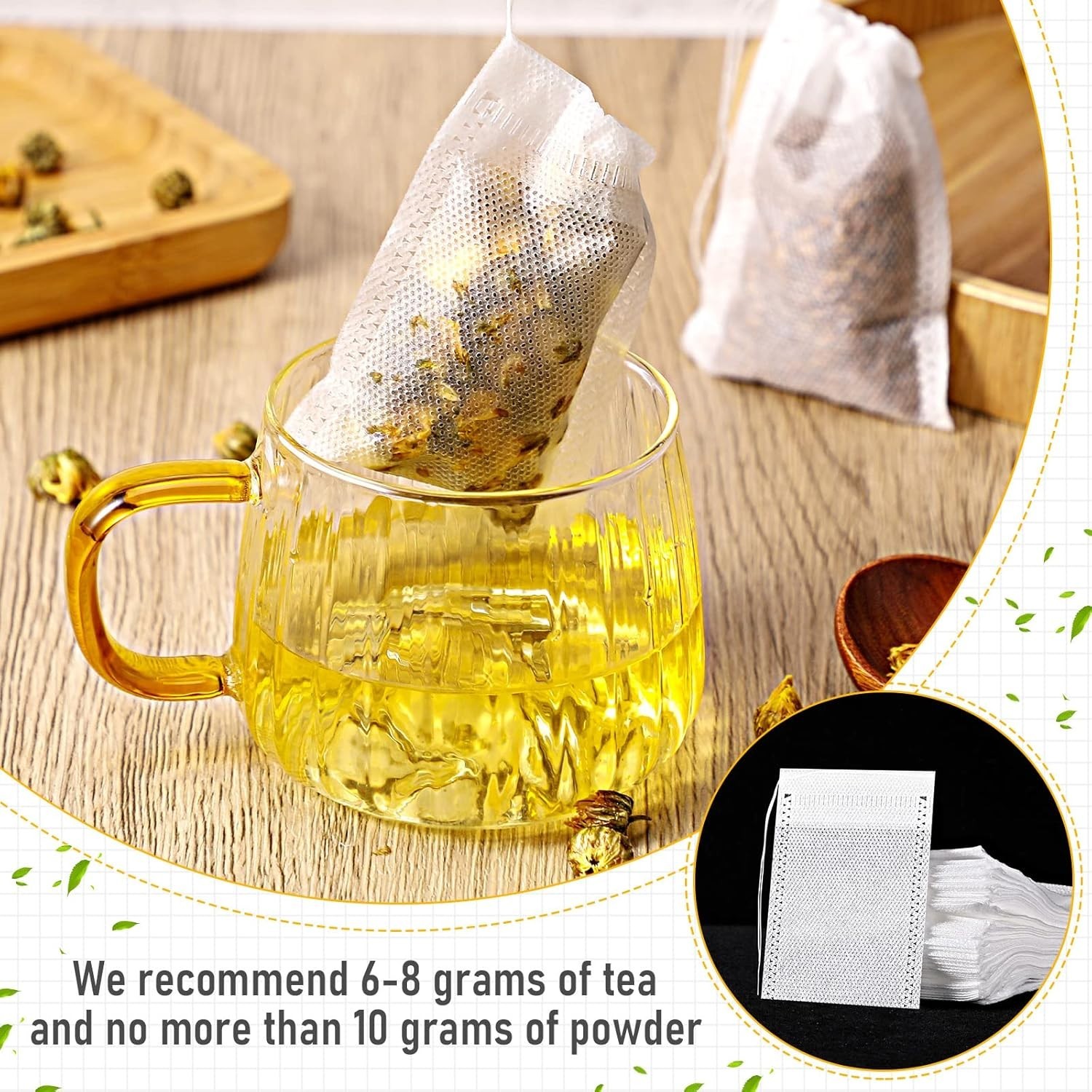 Disposable Tea Bags Bulk 1000 pcs Drawstring Filter Sachets for Loose Tea