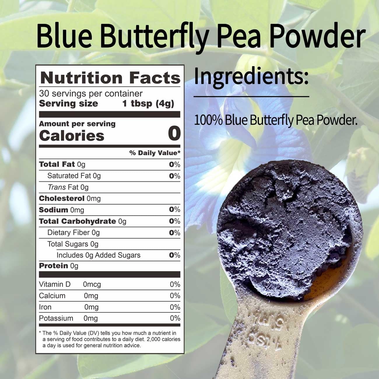 ORGNISULMTE Original Blue Butterfly Pea Powder, 4.23 oz Exp. 8/27 Sealed
