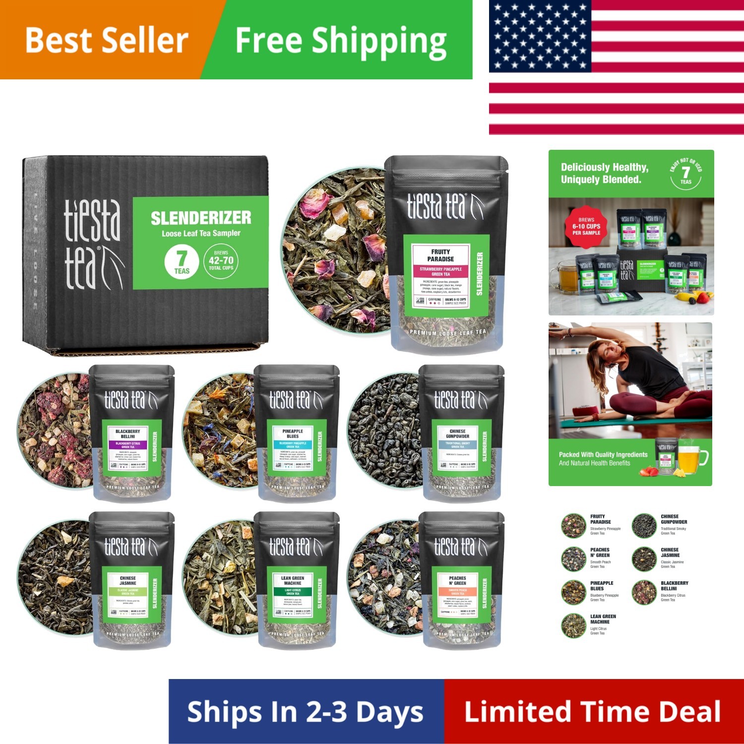 7 Green Teas Dry Flight Sampler, Mother’s Day Loose Leaf, Medium Caffeine Hot…