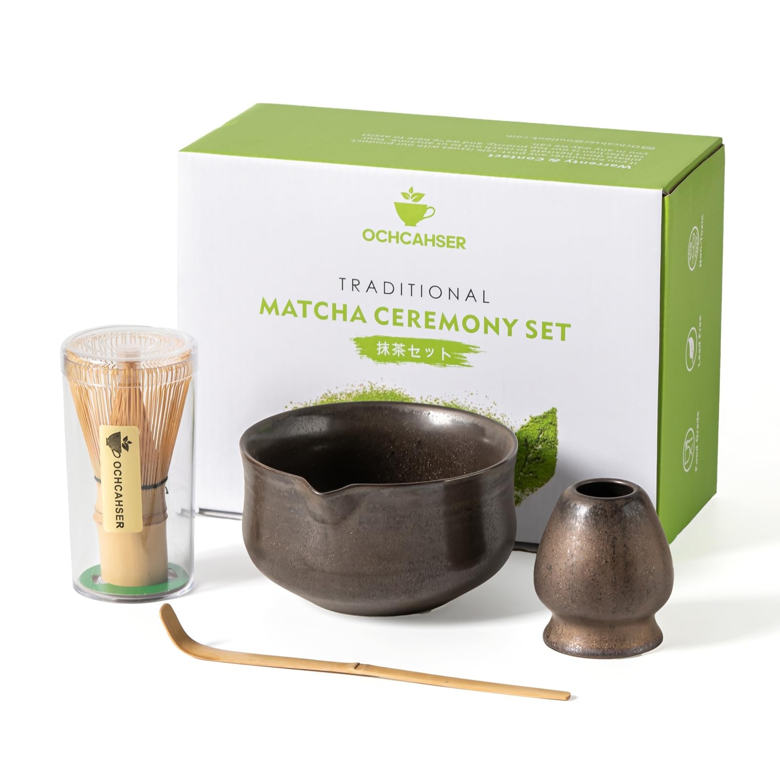 Matcha Set, Japanese Tea Set Includes Matcha Bowl with Spout, Matcha Whisk Ho…