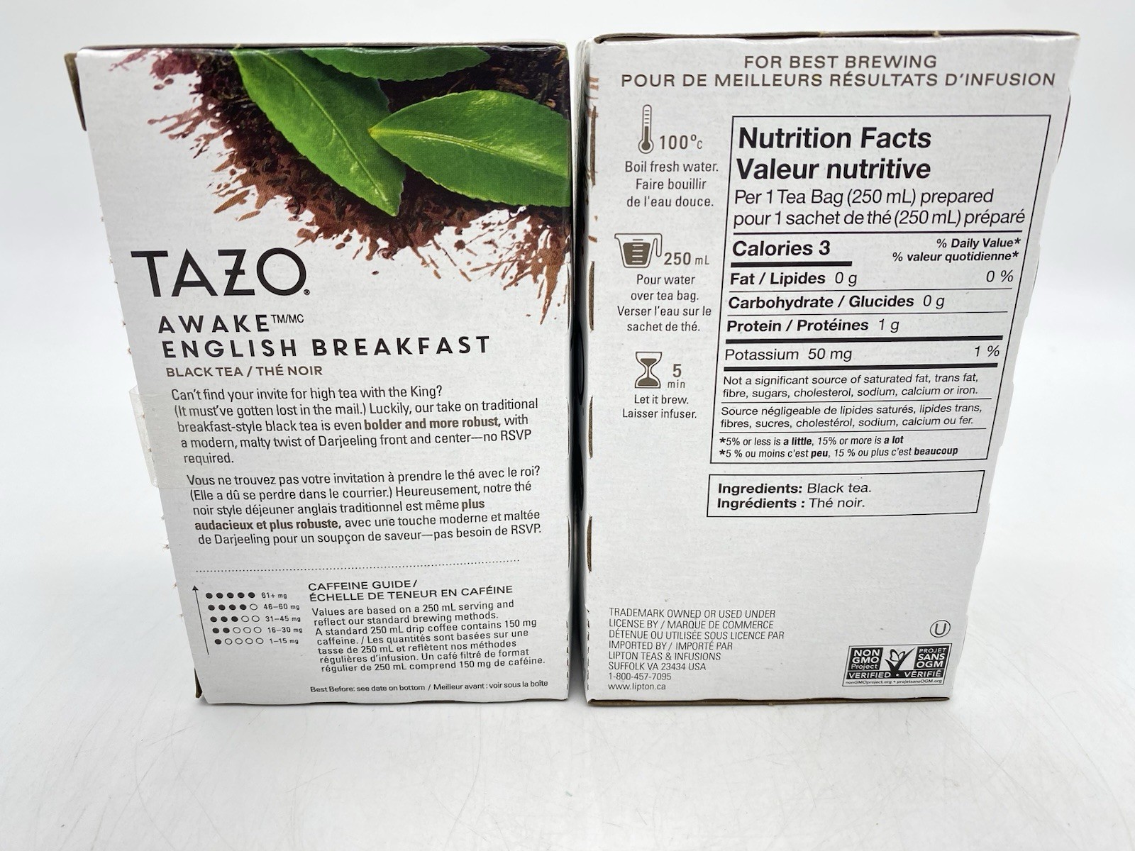 Tazo Awake English Breakfast Black Tea Bags Organic 2 Boxes of 20 each