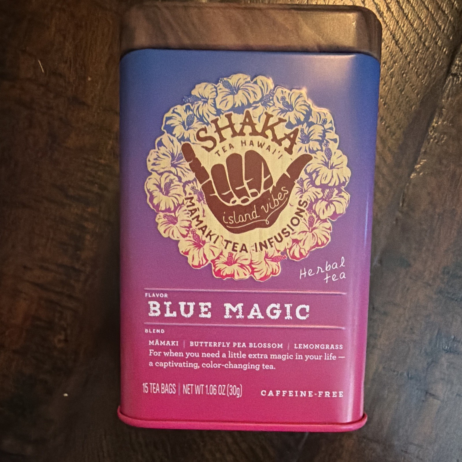 Shaka Tea Hawaii Blue Magic Herbal Tea Bags Caffeine-Free Lemongrass 15 30g
