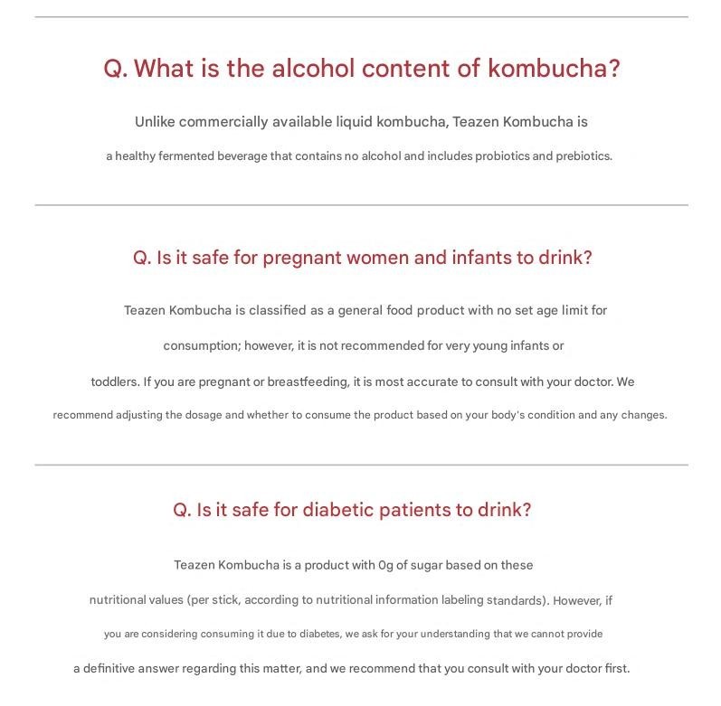 TEAZEN Kombucha Berry 5g x 30pcs Low Calorie 0% Sugar Prebiotics Korean Drink