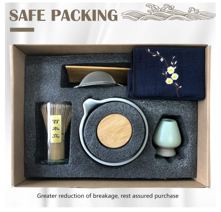 Japanese Matcha Tea Set, Matcha Bowl with Pouring Spout, Matcha Whisk, Tea Scoop