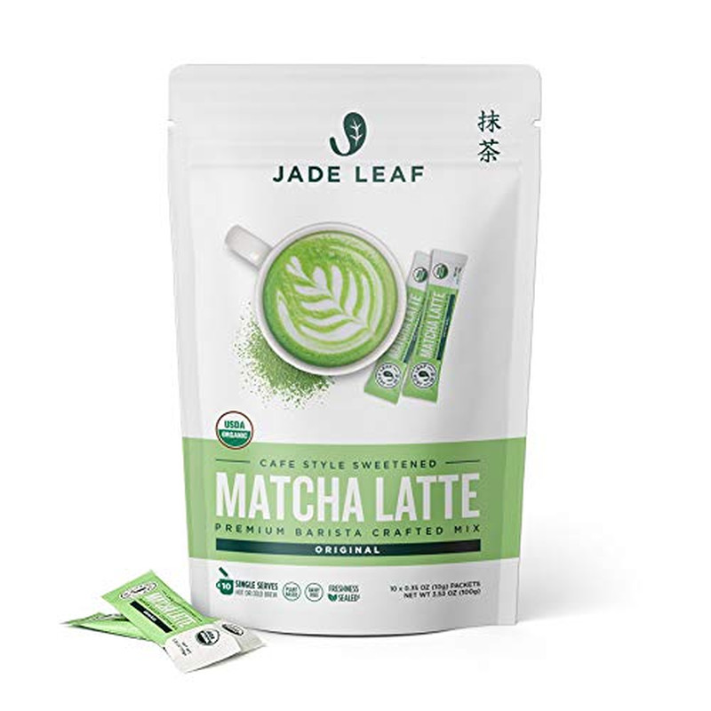 Jade Leaf Matcha Organic Cafe Style Sweetened 10 Count Single Serve Stick Pack