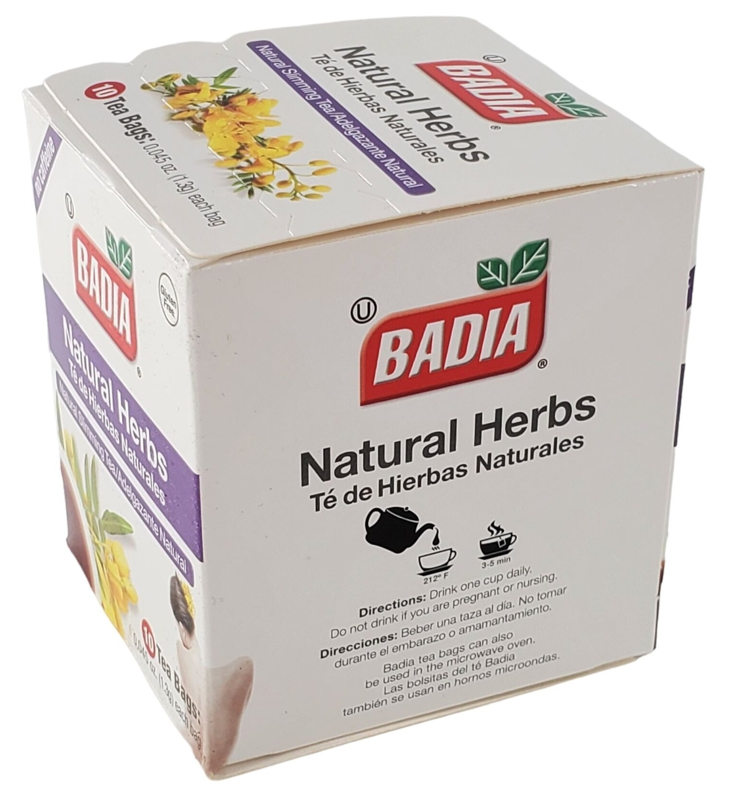 Badia Natural Herbs Natural Slimming Tea Caffeine-Free Bag – Box of 10 Tea Bags