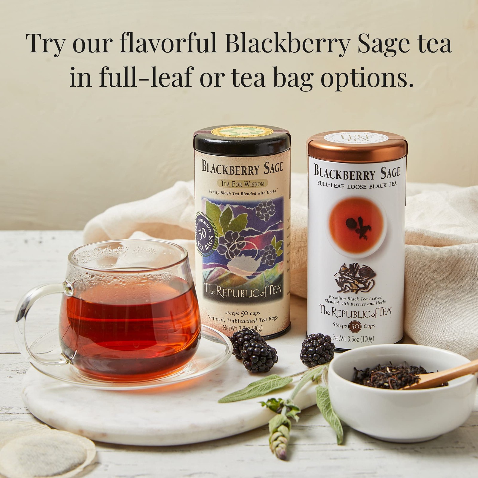 The Republic of Tea – Blackberry Sage Black Tea, Refill 100 Count (Pack 1)