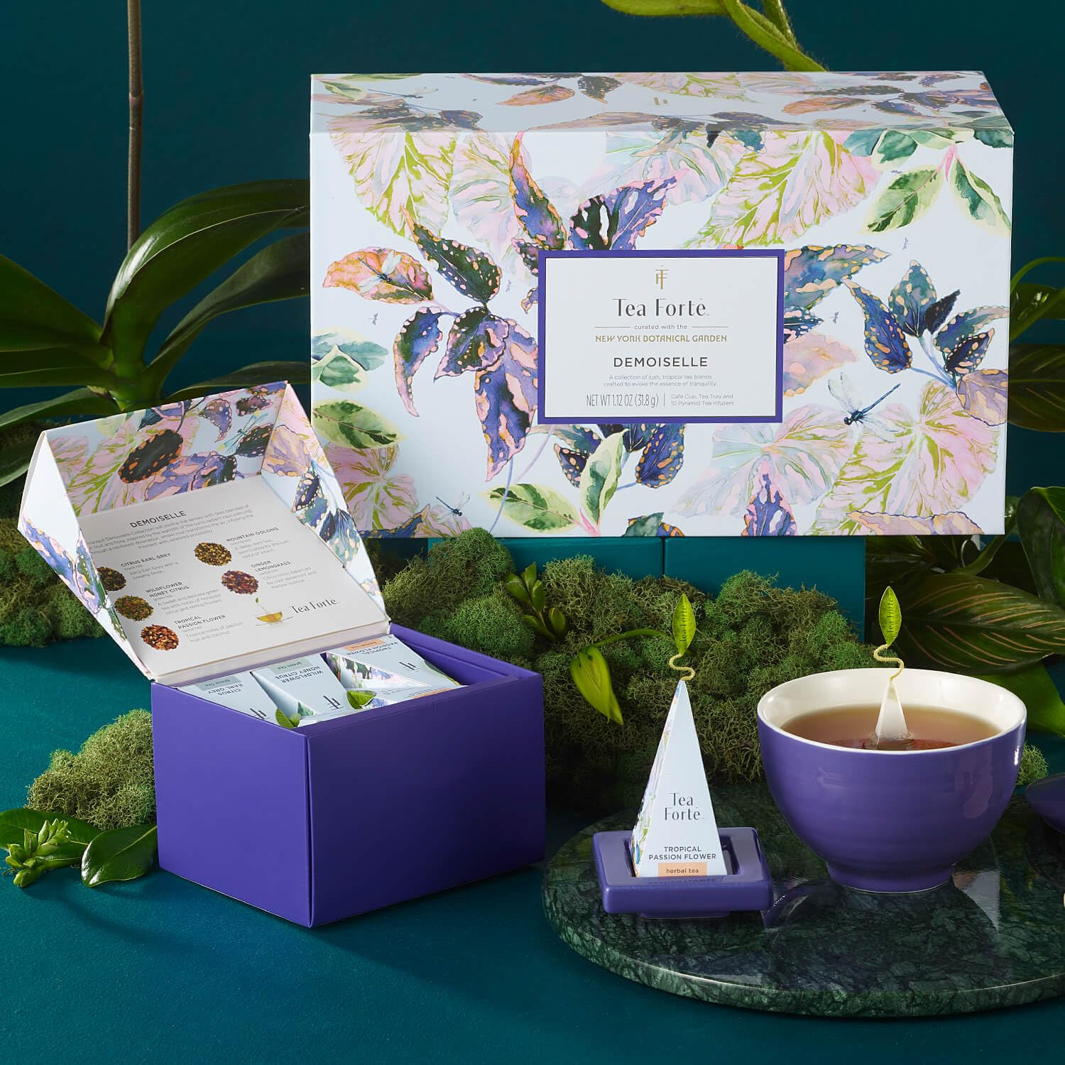 Gift Set with Cafe Cup, Tea Tray, Mini Presentation Box with 10 Handcrafted Pyra
