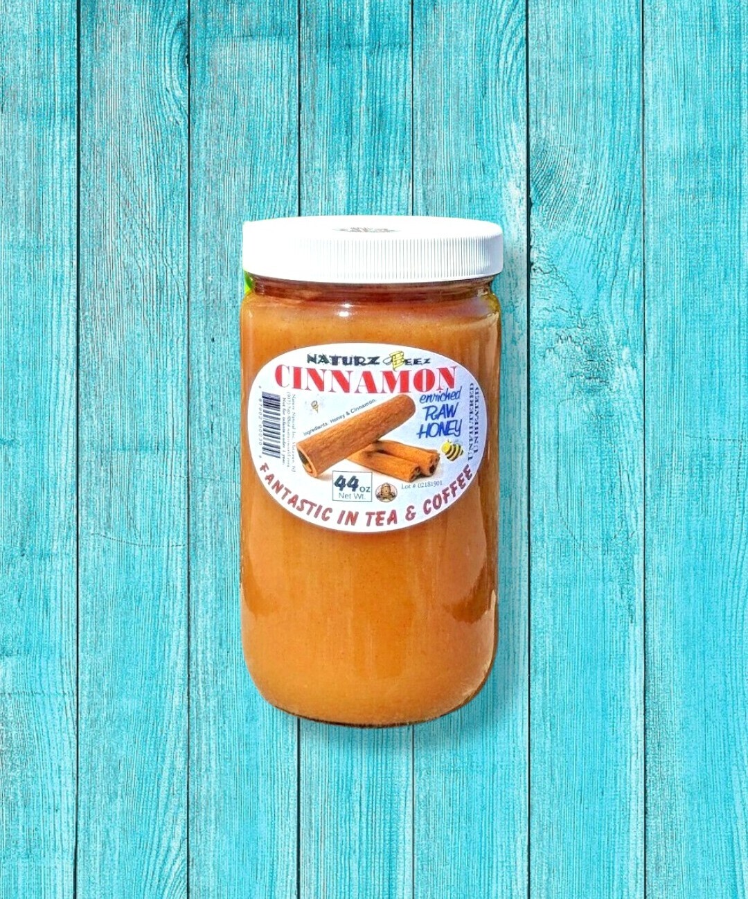 RAW HONEY and CINNAMON 2.75 Lbs / 44oz 100% PURE USA HONEY Glass Jar