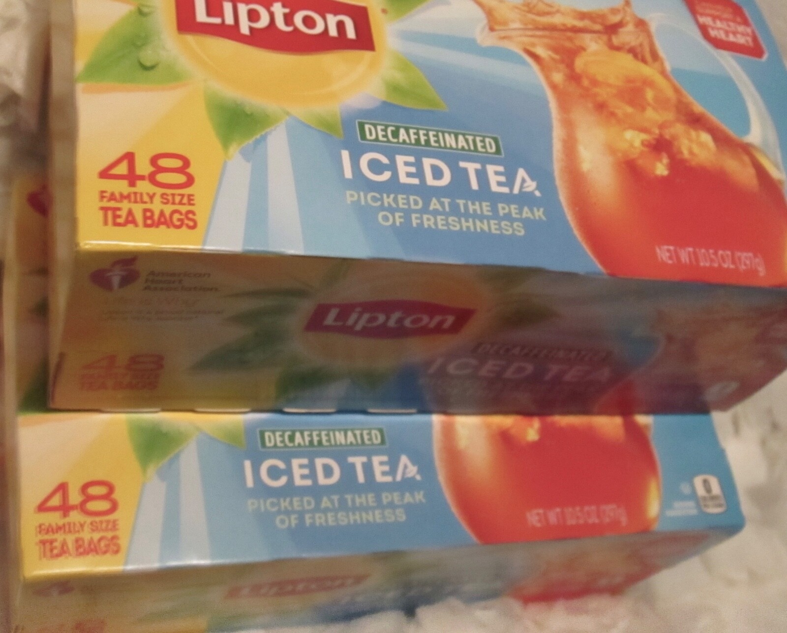 *2* LIPTON DECAFFEINATED ICED TEA Ea: 10.5 OZ 48 FAMILY SIZE TEA BAGS FREE SHIP!