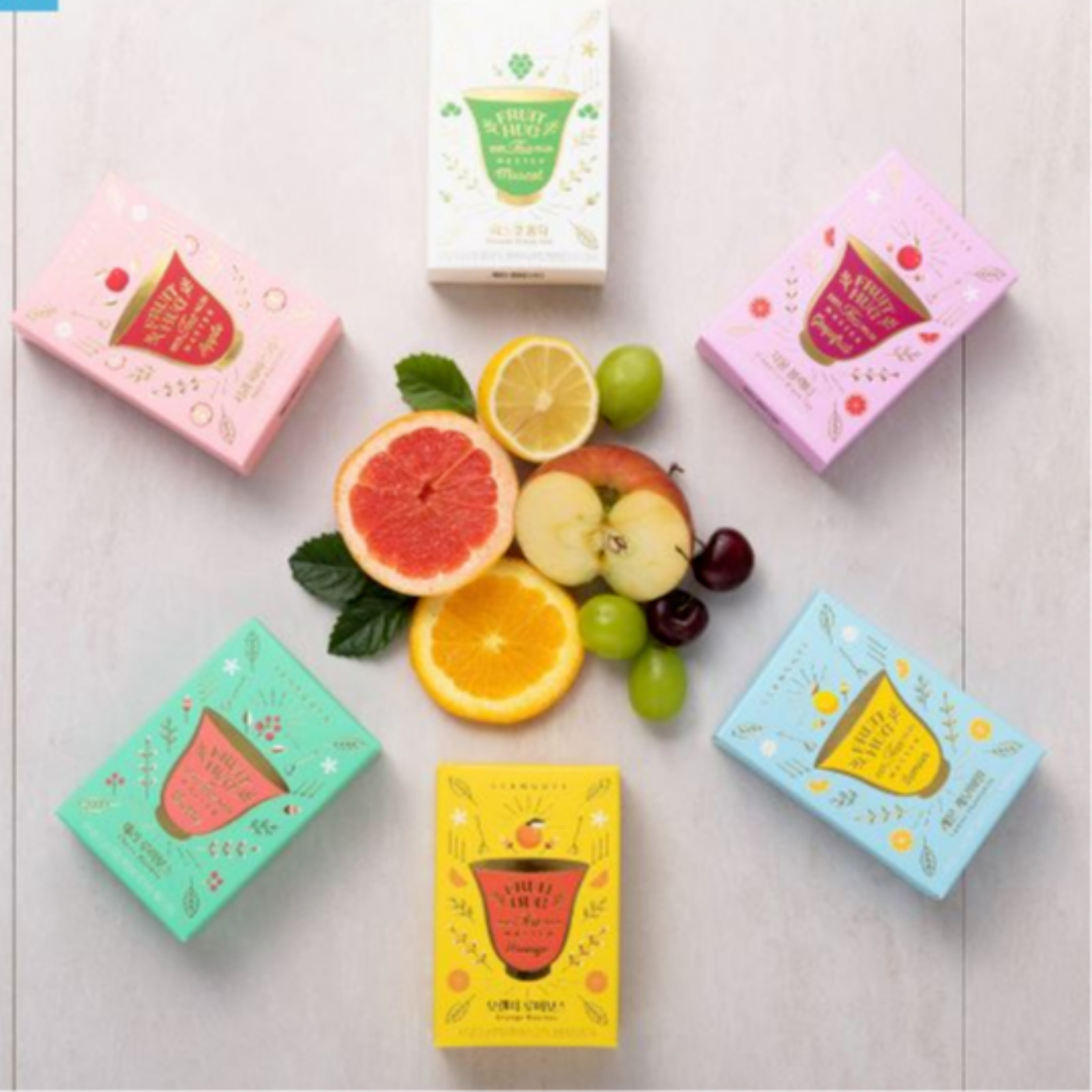 Ssanggye Premium Korean Fruit Hug Dried Tea Blend 6 Flavors x 3 Pyramid Tea Bags