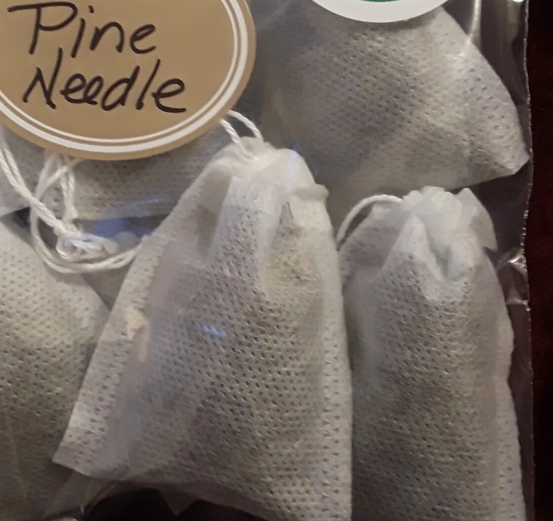 75 Pc LOT: Organic Eastern White Pine Needle Tea Bags Fresh Harvested Tree Bag