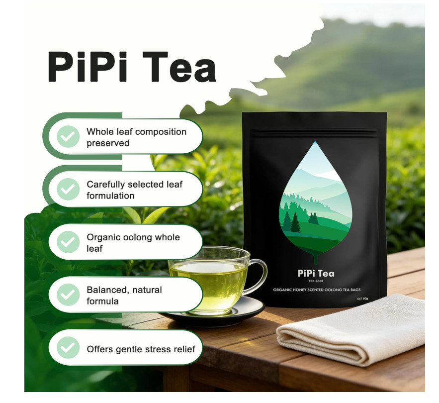 PiPi Tea Organic Oolong Bags – Whole Leaf, 20 (4g Each) 20