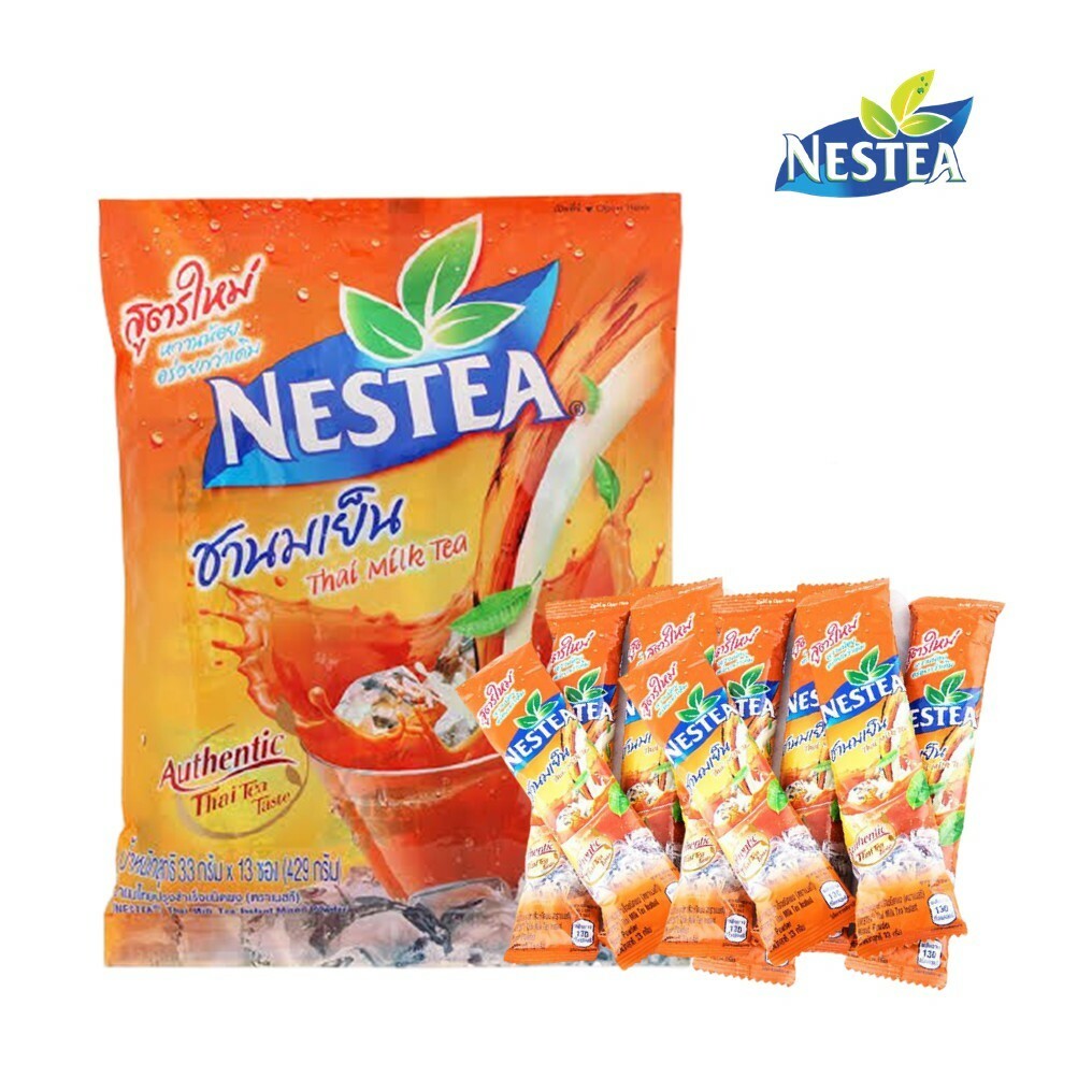 Nestea Instant Thai Milk Tea Mix Powder Authentic Thai Tea Taste 1 Bag (13 Sac)