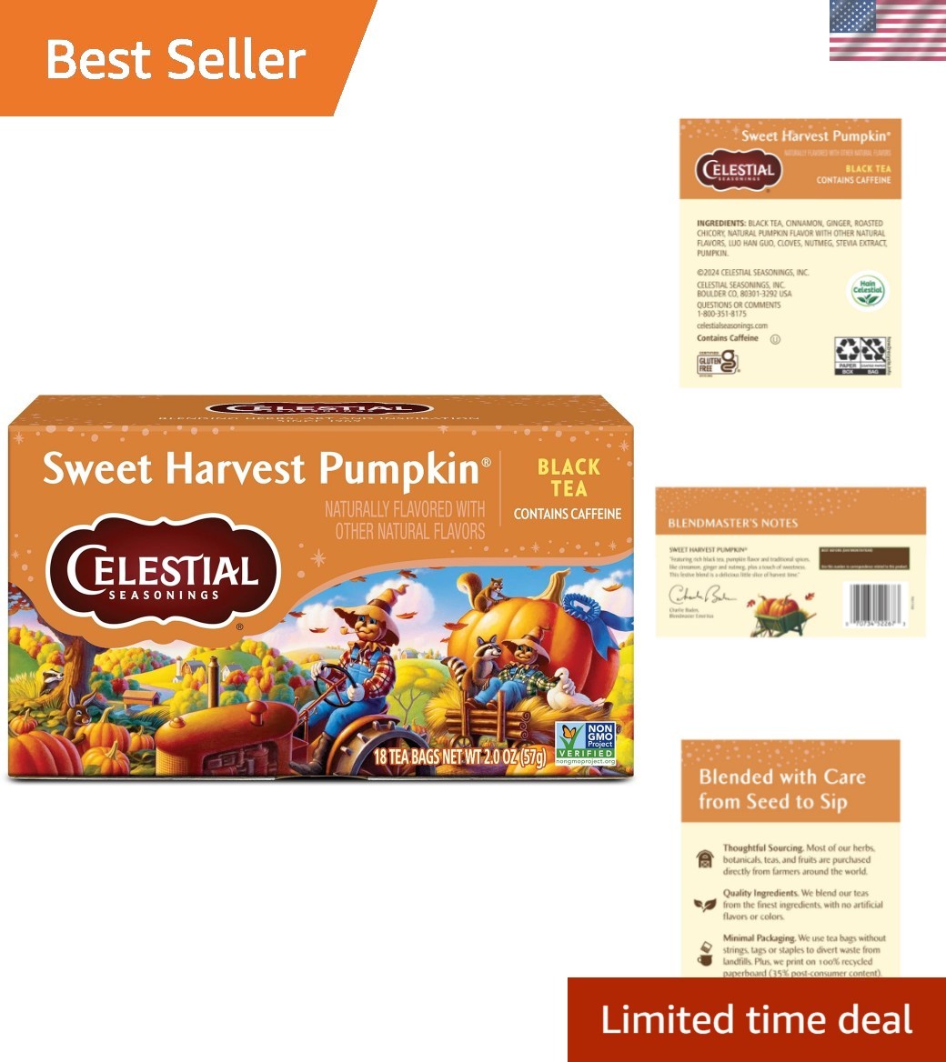 18 Count Sweet Harvest Pumpkin Tea Bags – Gluten-Free, No Artificial Flavors