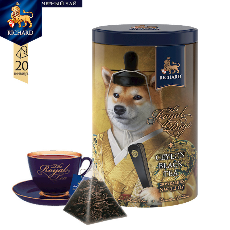 SHIBA INU 🐕RICHARD Royal Dogs Ceylon Black Tea 20 Pyramids GIFT TIN