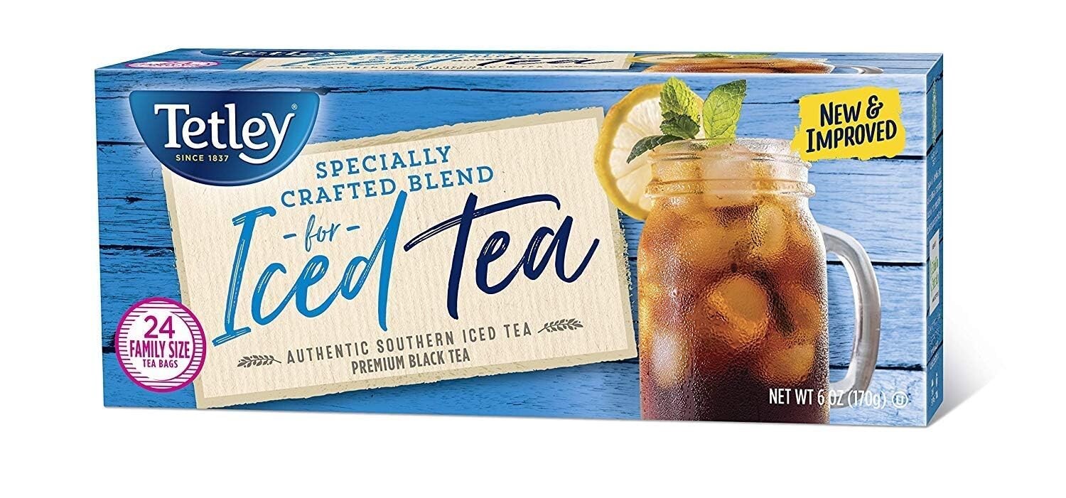 Tetley Black Tea Iced Tea Blend Family Size 24 Round Tea Bags -pack of 6