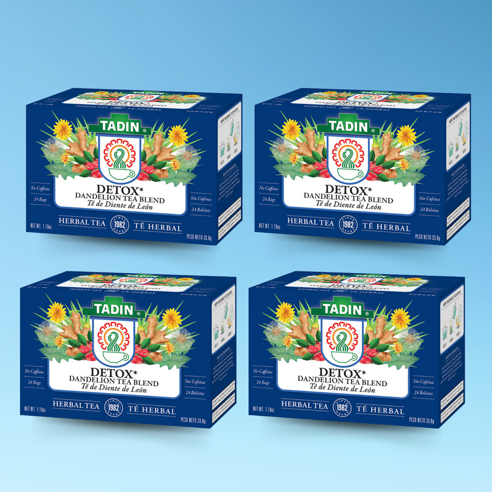 Tadin Dandelion Root Detox Tea Blend 24 Teabags. 1.19 oz (4-Pack)