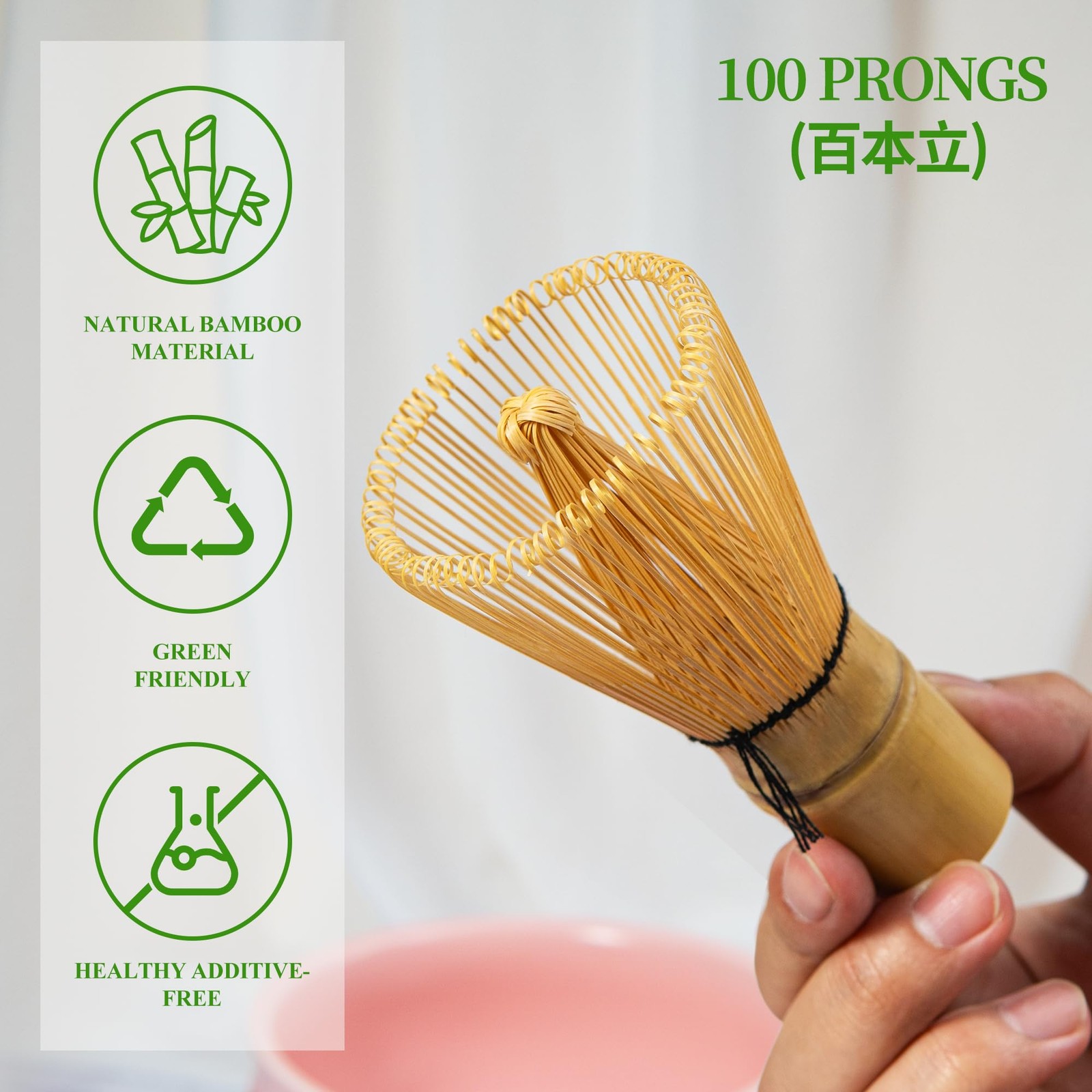 Matcha Whisk Set Bamboo Chasen Ceramic Holder – Fine Mesh Sifter Scoop Kit