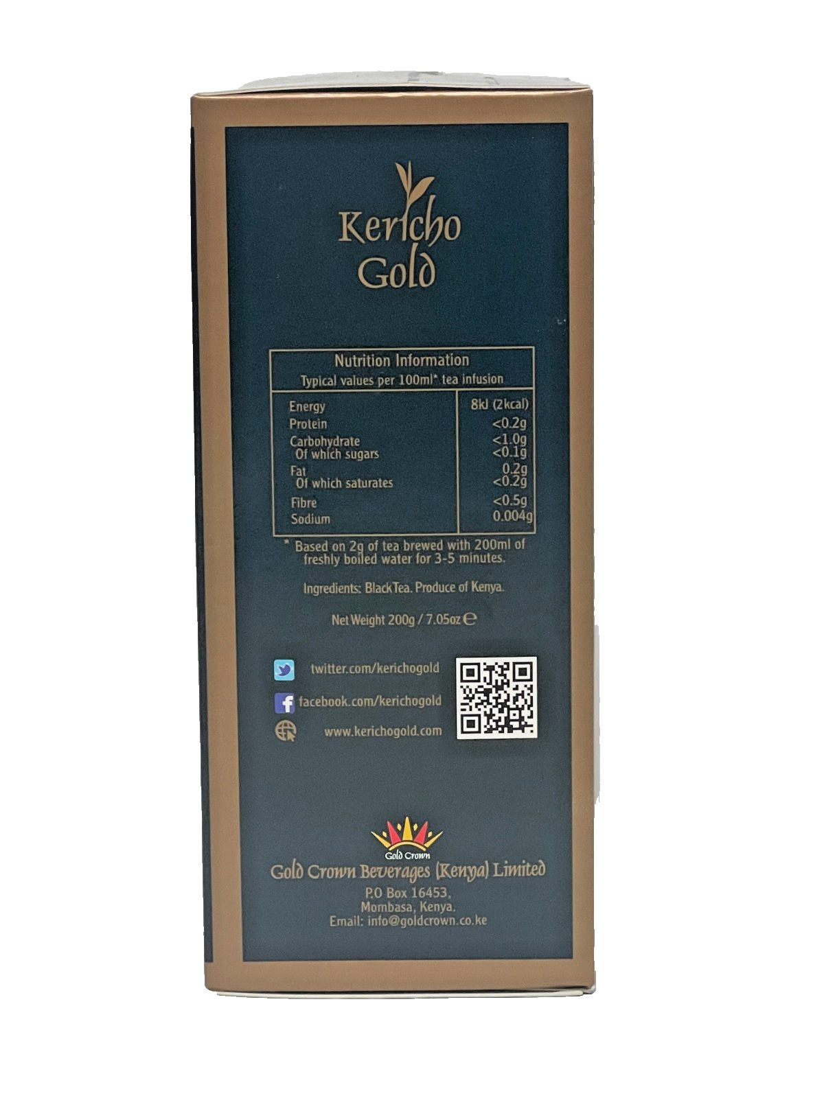 Kericho Gold Premium Black Pure Kenya Tea Bags 100 Pieces String & Tag Fairtrade