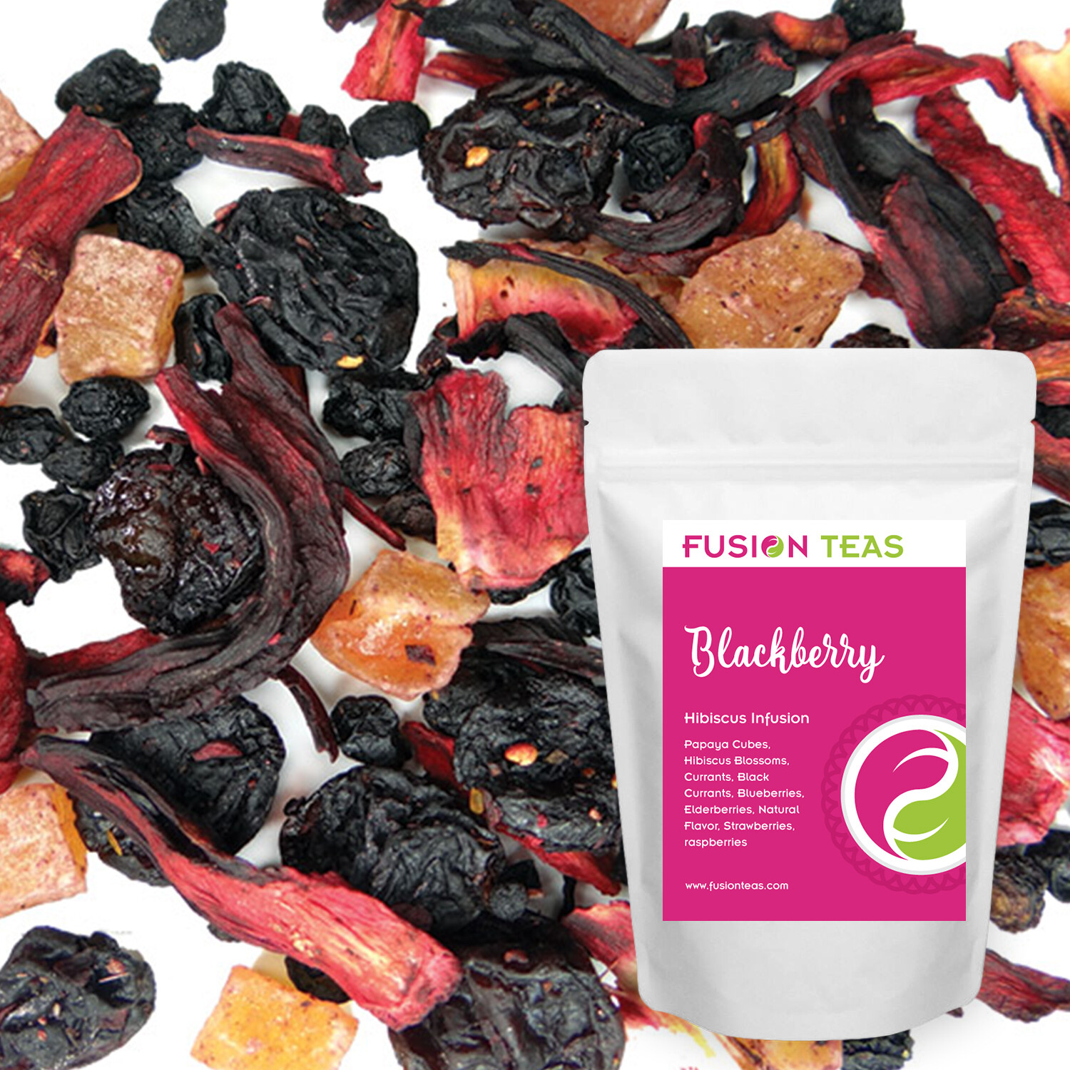 Blackberry Hibiscus Fruit Tea – Herbal Loose Leaf Tisane – Fusion Teas