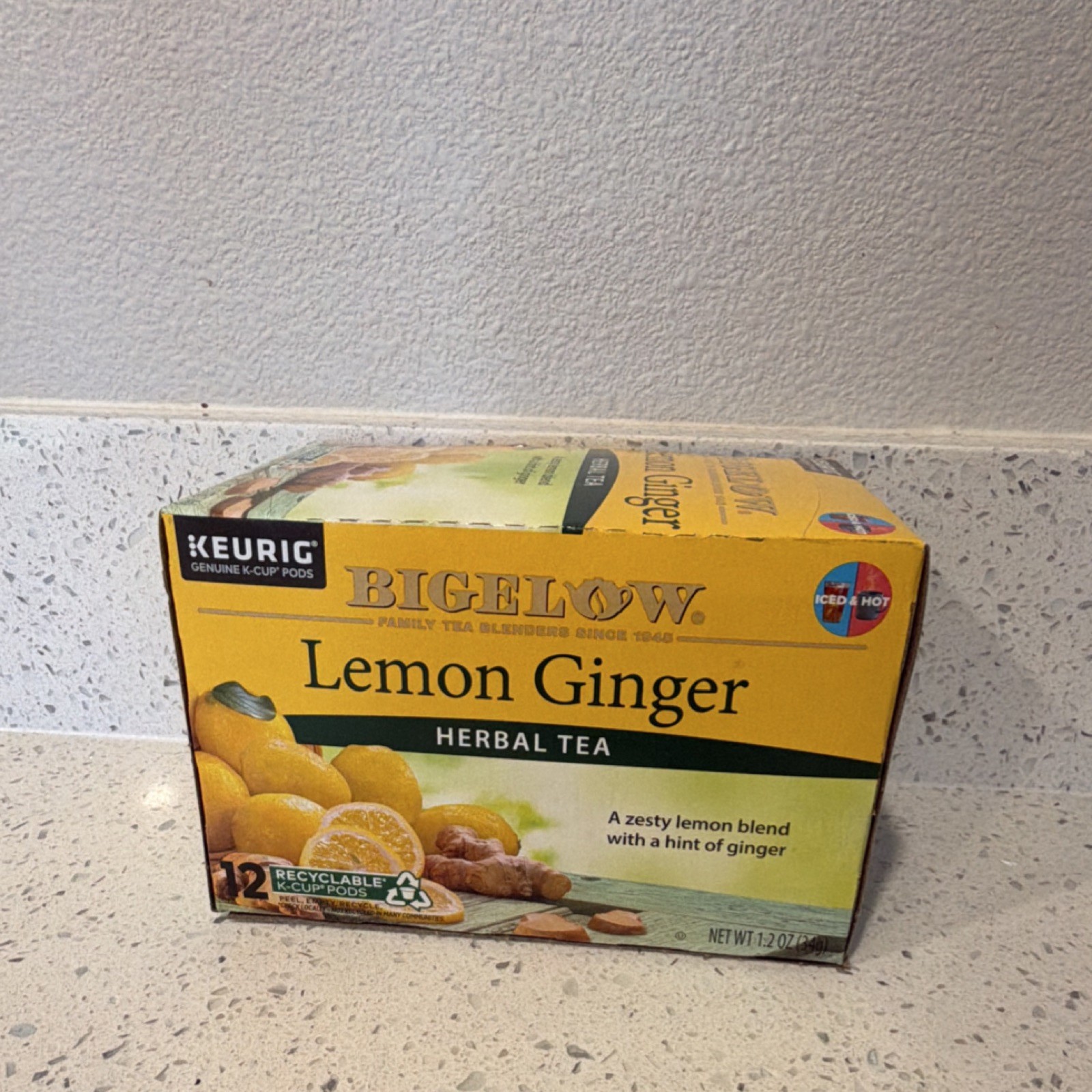 Bigelow Lemon Ginger Herbal Tea Pods 12 Pack Herbal/Tisane K-Cup Pantry