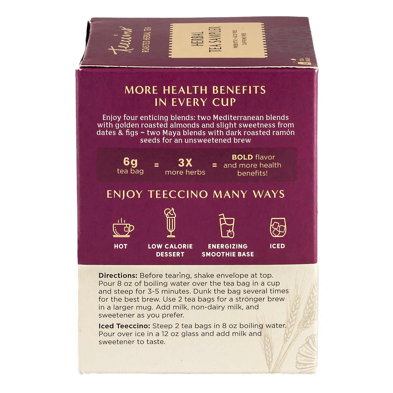 Herbal Tea Sampler Assortment – 12 Tea Bags – Maca Chocolaté, French Roast, H…