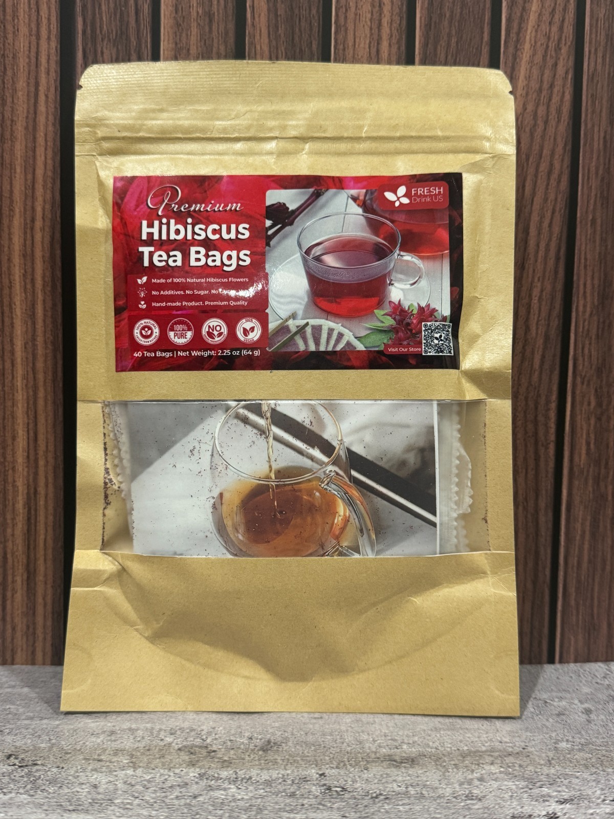 Premium Hibiscus Tea Bags 40ct 100% Natural Pure Flowers Caffeine Free Sealed