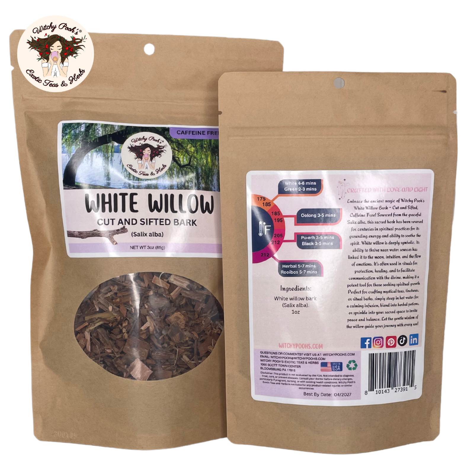 Witchy Pooh’s White Willow Tea – Cut and Sifted Bark, Caffeine Free