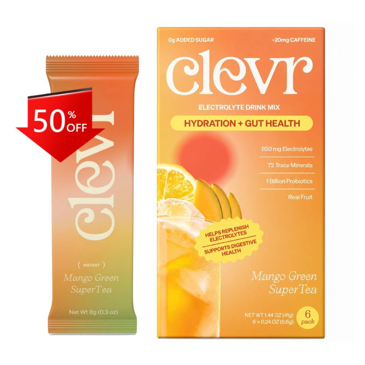 Clevr Mango Green SuperTea – 1.7oz/6ct