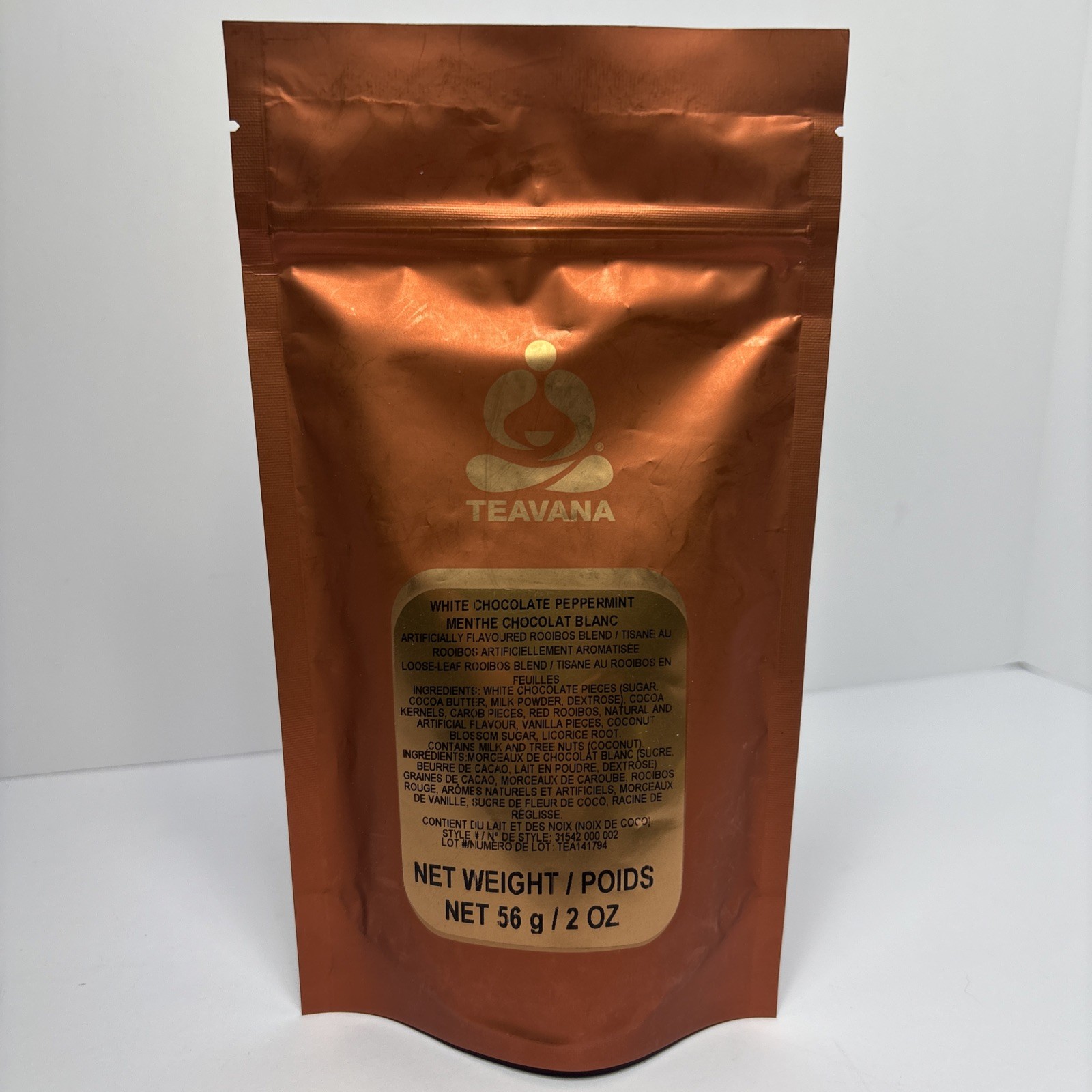 🍭 NEW! 2 OZ FACTORY SEALED TEAVANA WHITE CHOCOLATE PEPPERMINT HOLIDAY TEA 🎅🎄