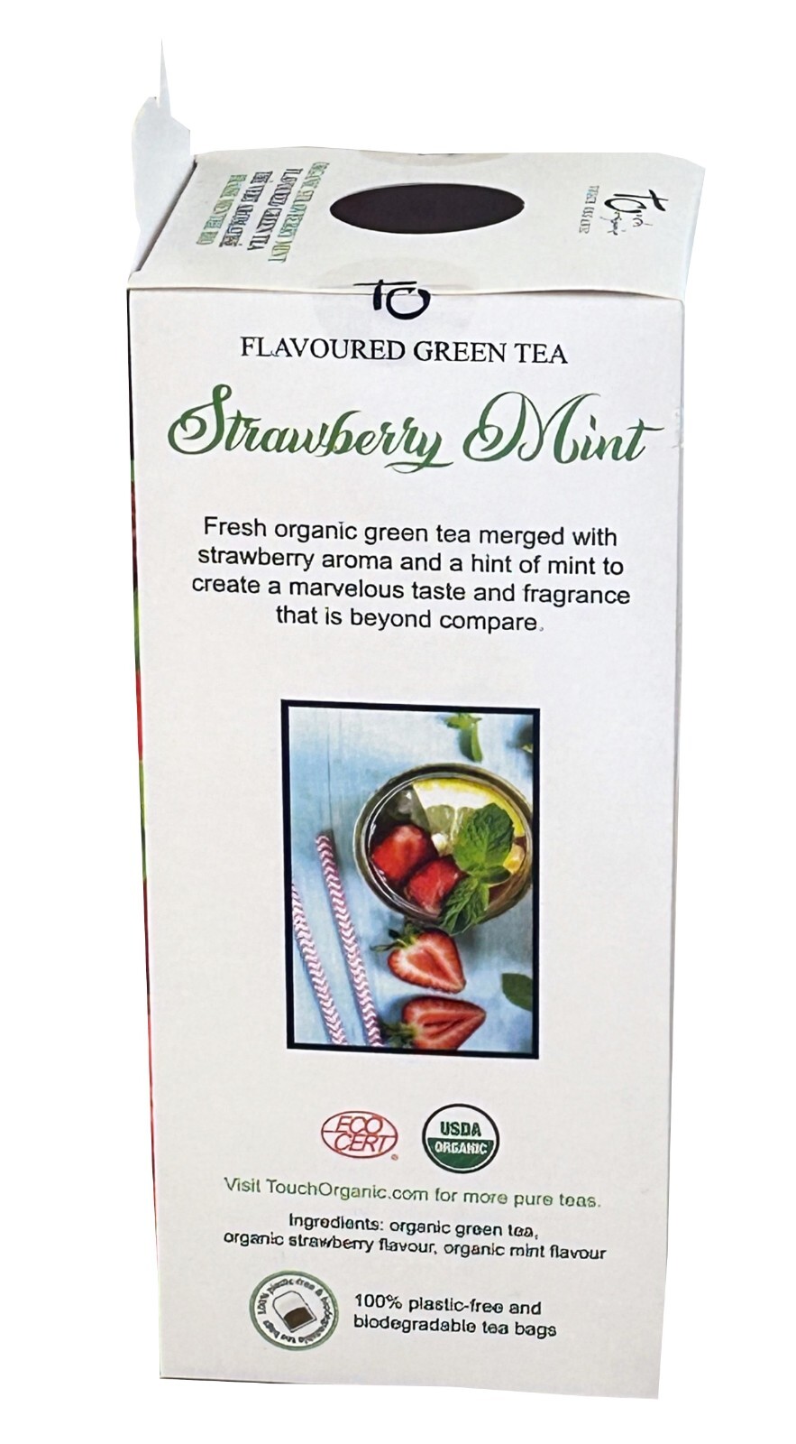 2 Boxes Touch Organic Strawberry Mint Green Tea Bags (80 Bags Total) Exp. 5/3/27
