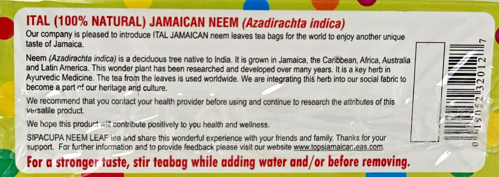 Sipacupa Neem Tea | Product of Jamaica | Detox & Immune Support | 24 Tea Bags