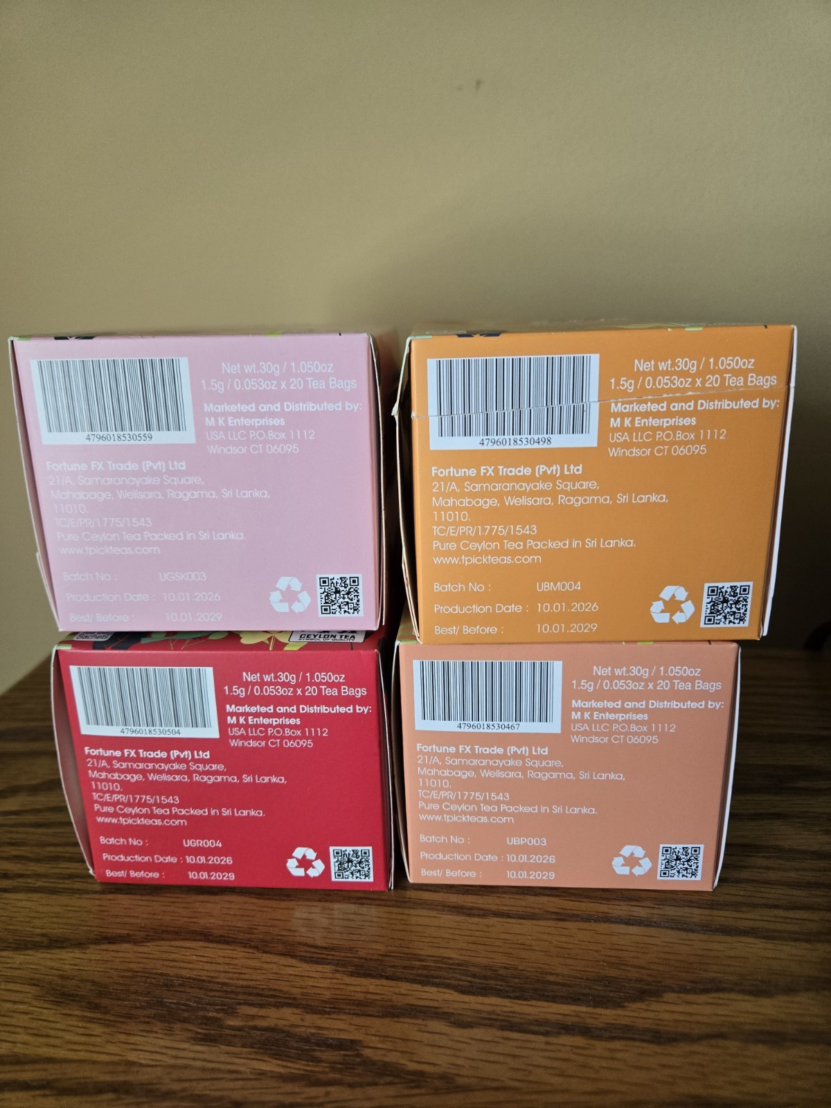 New Lot Of 4 t-pick Black & Green Ceylon Tea Bags 80 Bags Total Exp:10/01/2029