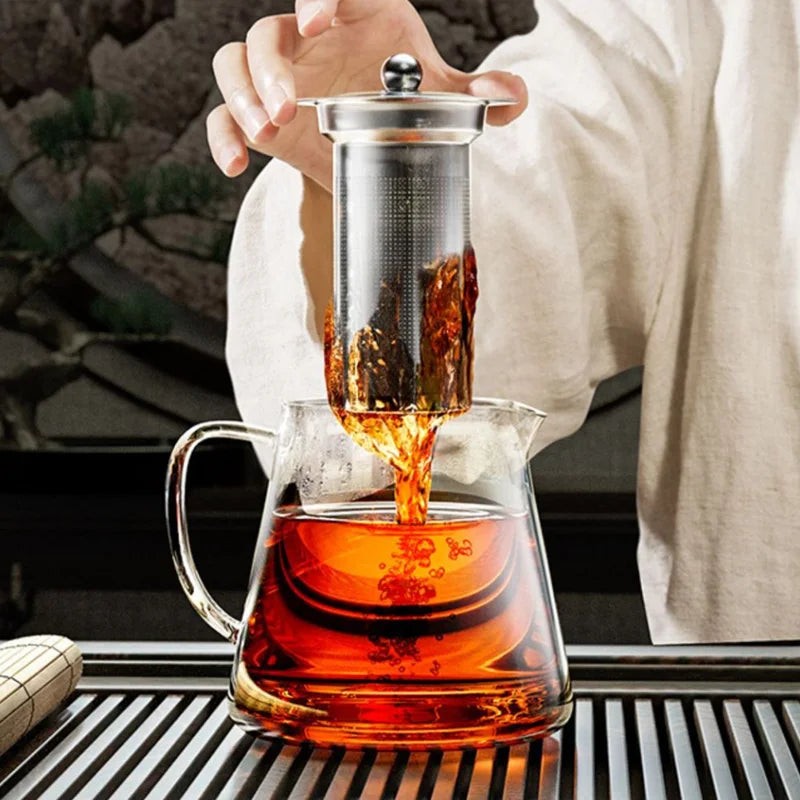 Heat-Resistant Glass Teapot with Stainless Steel Infuser, 401-500ml Kung Fu
