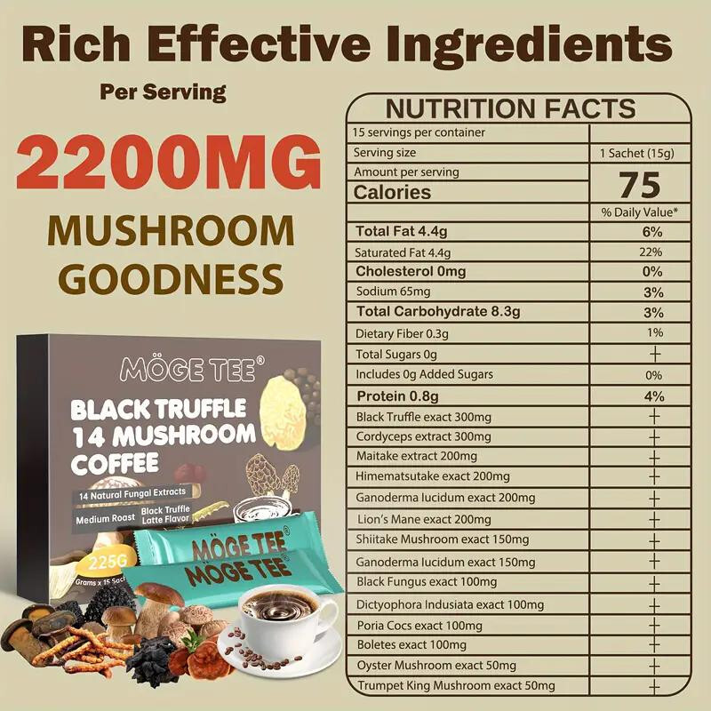 Möge Tee Black Truffle 14 Mushroom Coffee | 225g | 15 Sachets