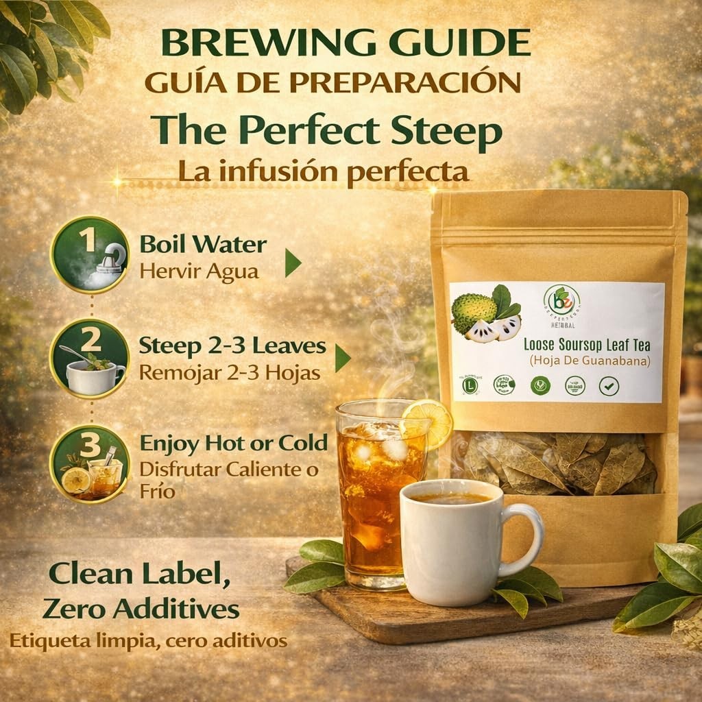 Guanábana (Soursop)Herbal Tea – 3.5 oz Dried Leaves–100% Natural– by BexpertsUSA