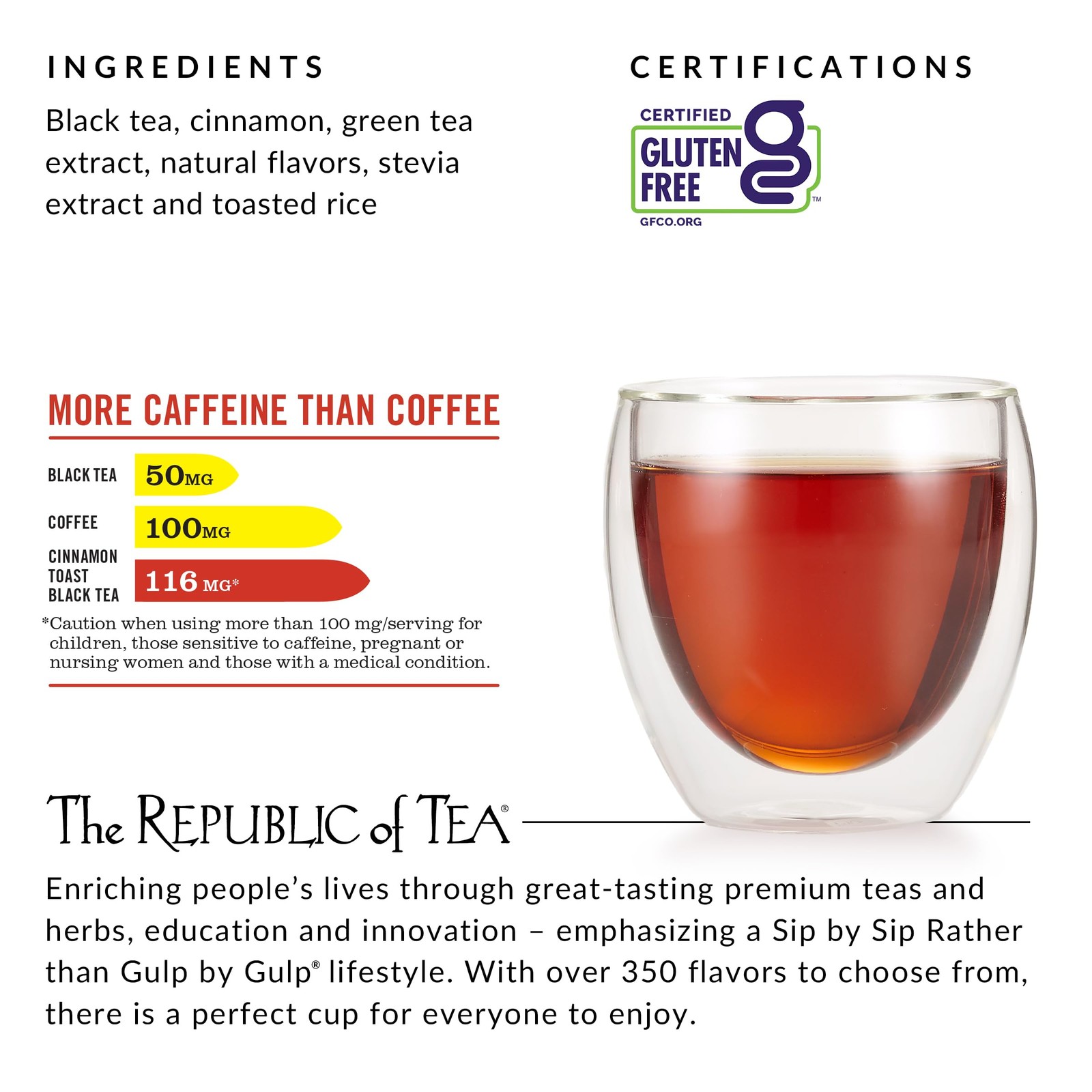 The Republic of Tea — HiCAF Cinnamon Toast Black Tea, 50 Tea Bags, High in Ca…