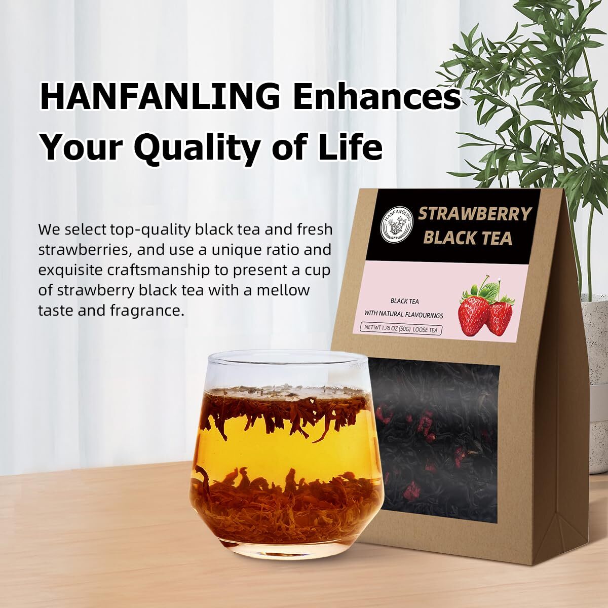Strawberry Black Tea 100% Natural Loose Leaf Blend Of Strawberry Fruit And Bl…