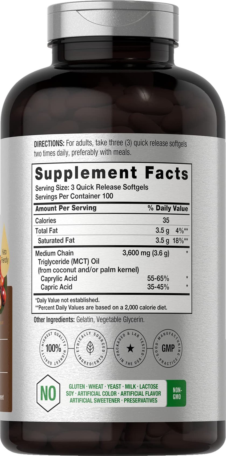 Horbäach MCT Oil Pills | 3600mg | 300 Softgel Capsules 300 Count (Pack of 1)