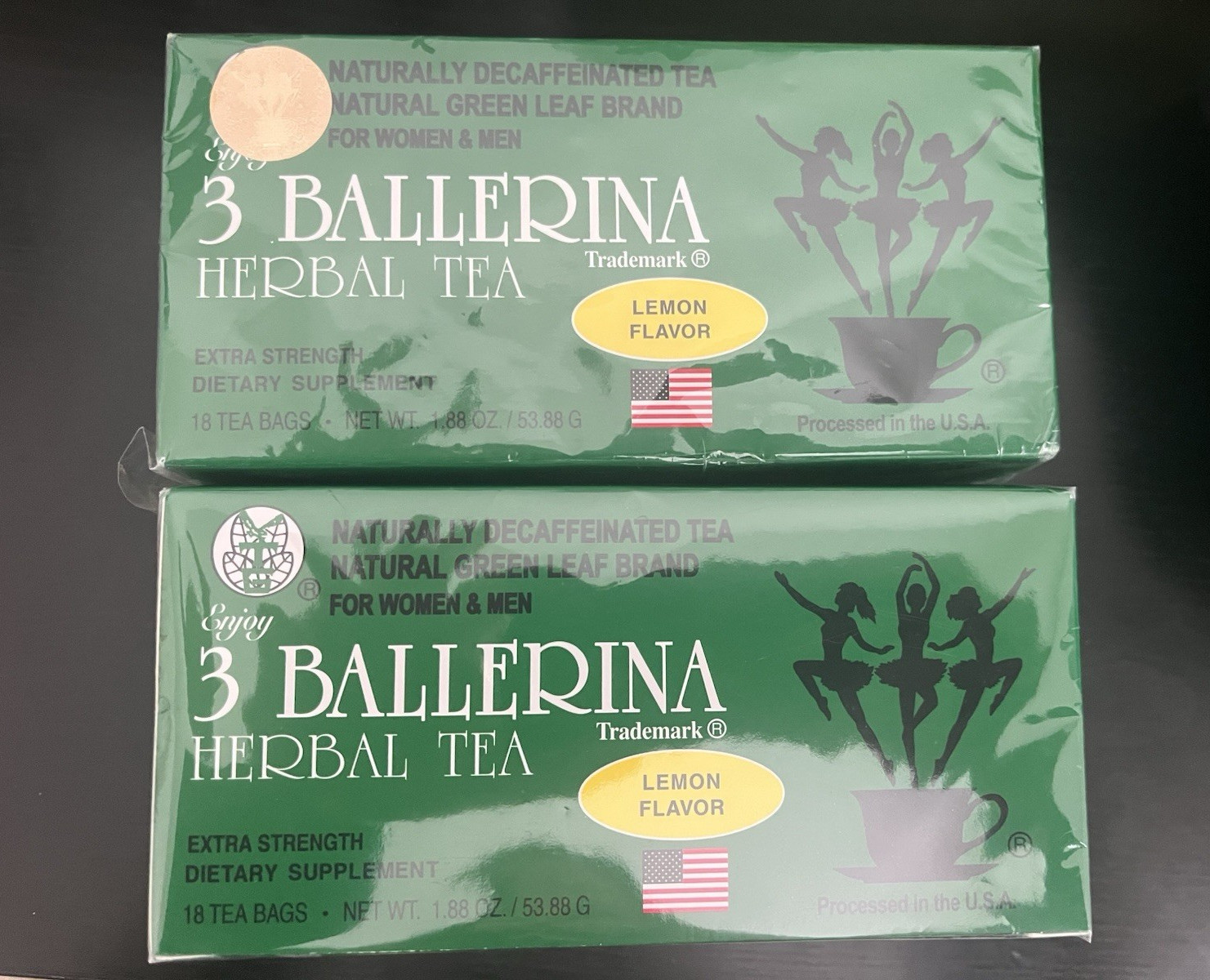 3 Ballerina Herbal Tea Lemon Extra Strength Naturally Decaffeinated 18 Tea Bags
