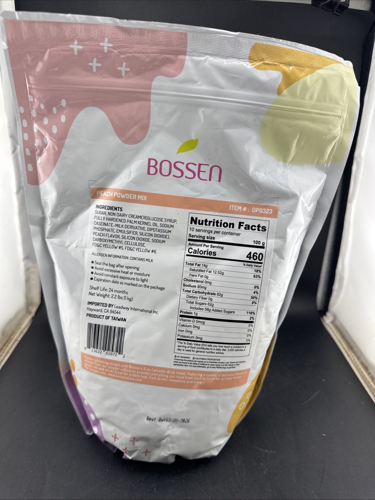 Bossen Peach Tea Powder Mix 2.2 lbs Flavored Drink Concentrate for Bubble Tea