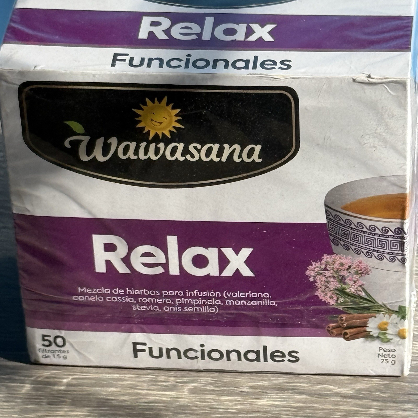 Wawasana Relax 50Tea Bags Peruvian Herbal 100%Natural Mix Herbs Made in Peru 75g