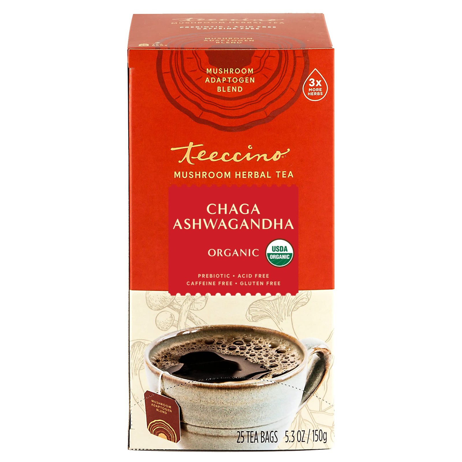 Chaga Ashwagandha Tea – Butterscotch Cream – Organic Mushroom Adaptogenic Her…
