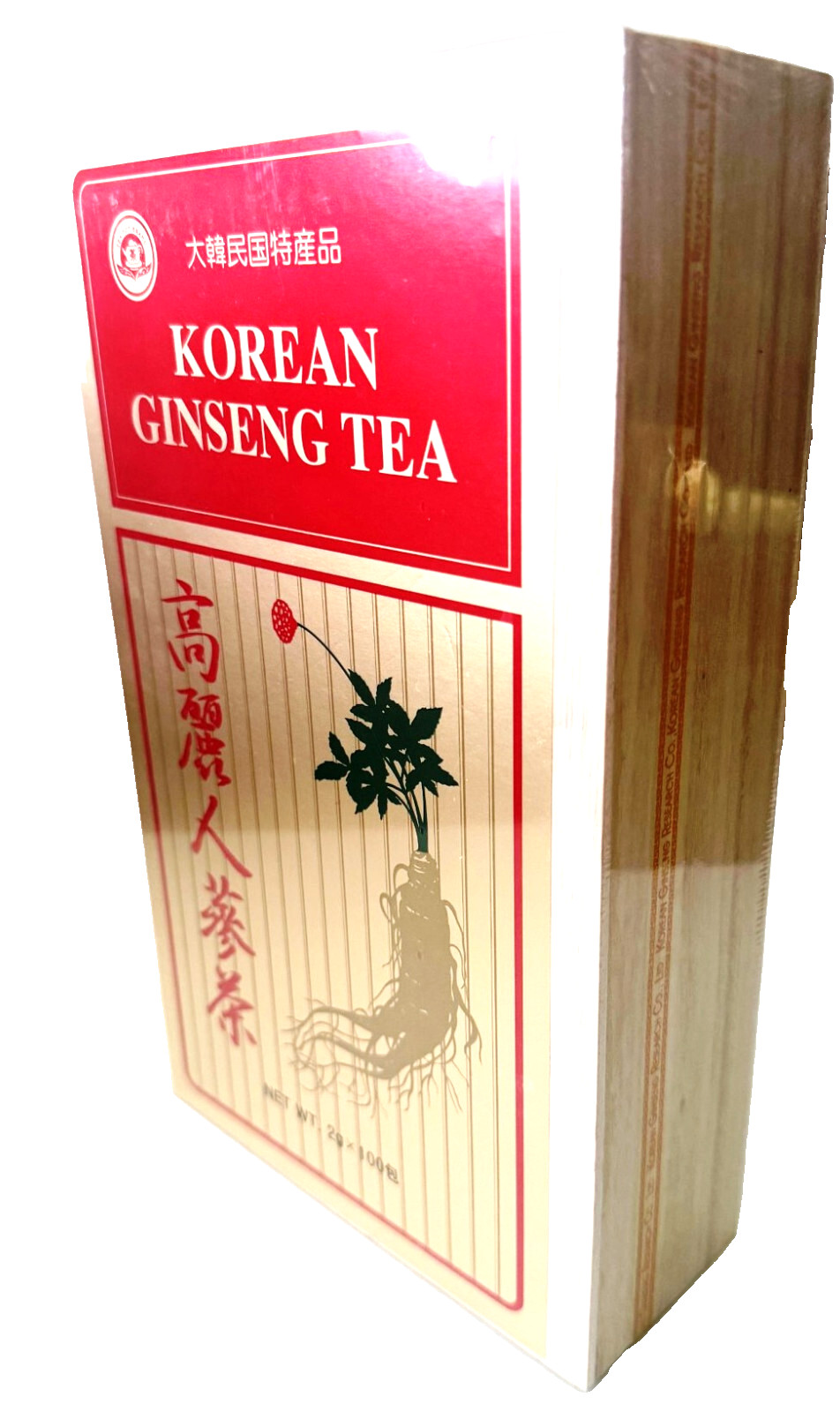 KOREAN GINSENG TEA in Wooden Box 2g x 100 Tea bags, NEW!