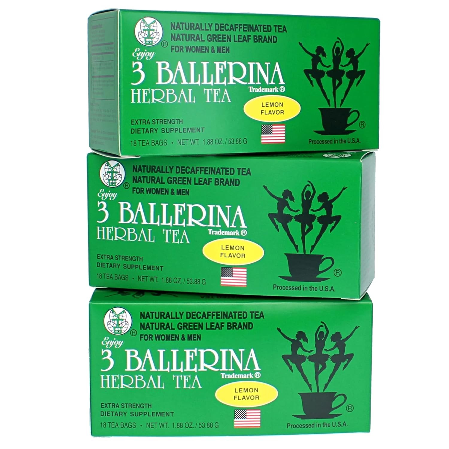 TEA DIETERS DRINK EXTRA STRENGH LEMON FLAVOR (3 Boxes, 18 Tea Bags , 1.88 Oz ）