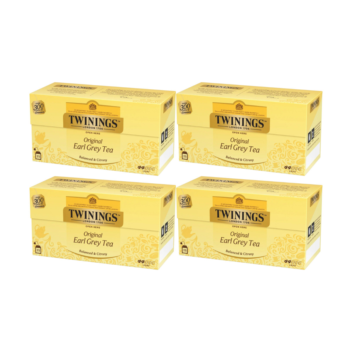 4 x Twinings Earl Grey Tea 25 Bags Black Tea Bergamot Classic